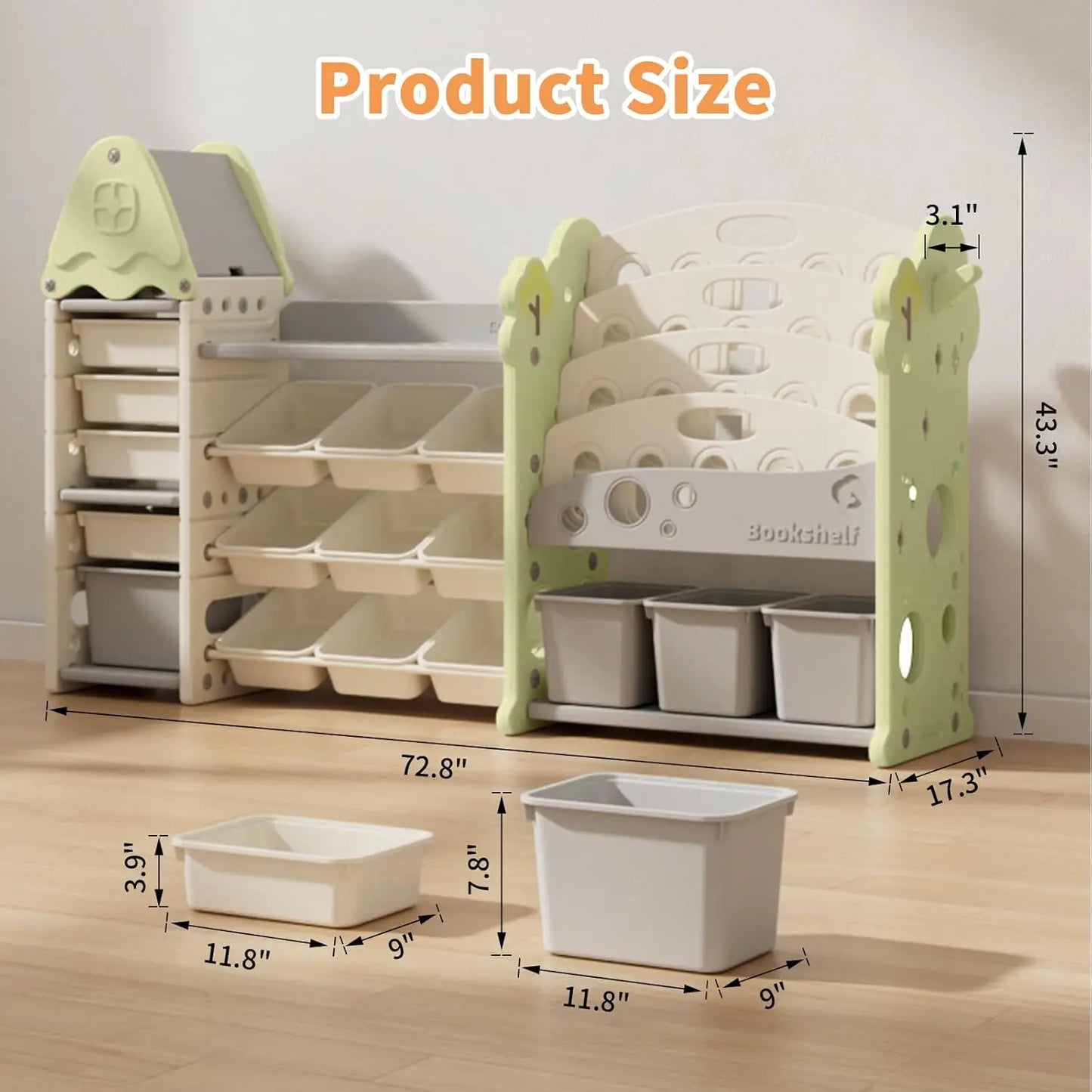 High-Concerned Castle-Shaped Toy Organizer With 17 Bins For Playroom