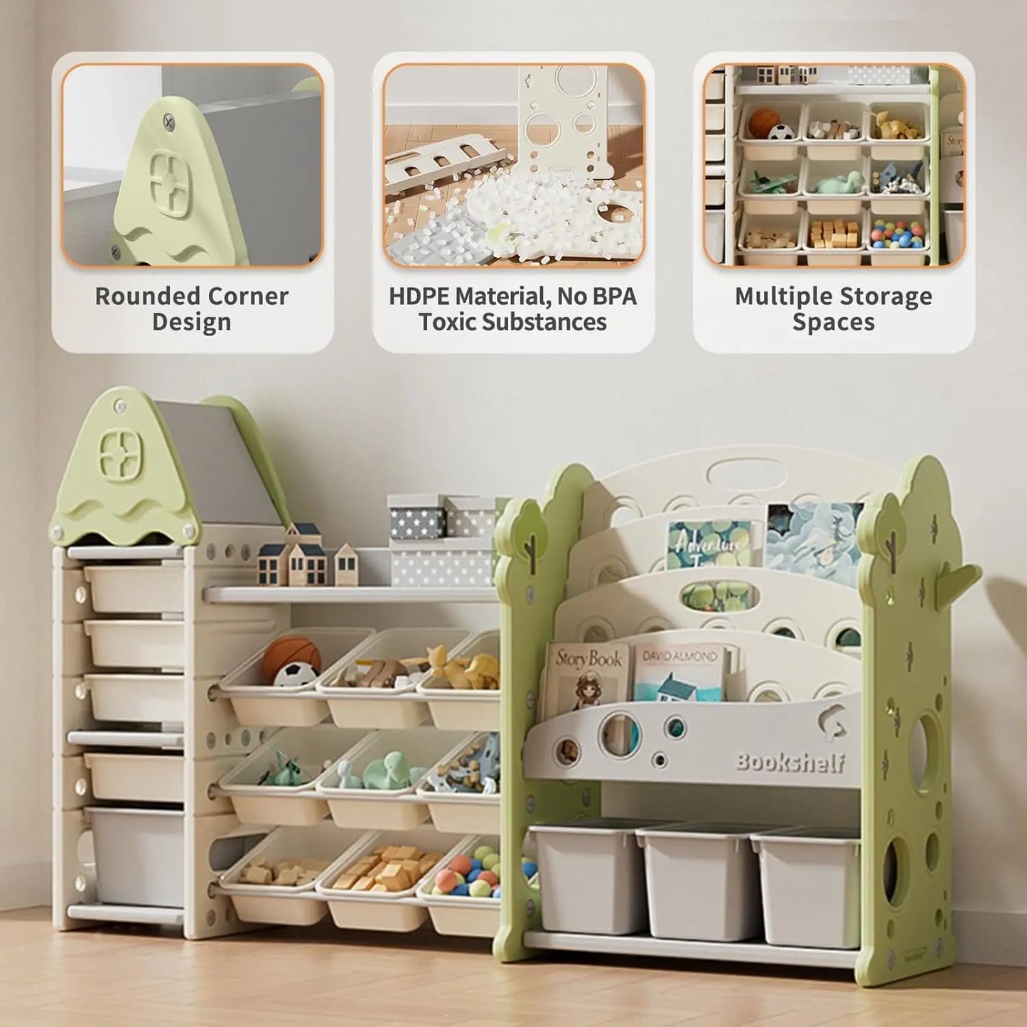 High-Concerned Castle-Shaped Toy Organizer With 17 Bins For Playroom