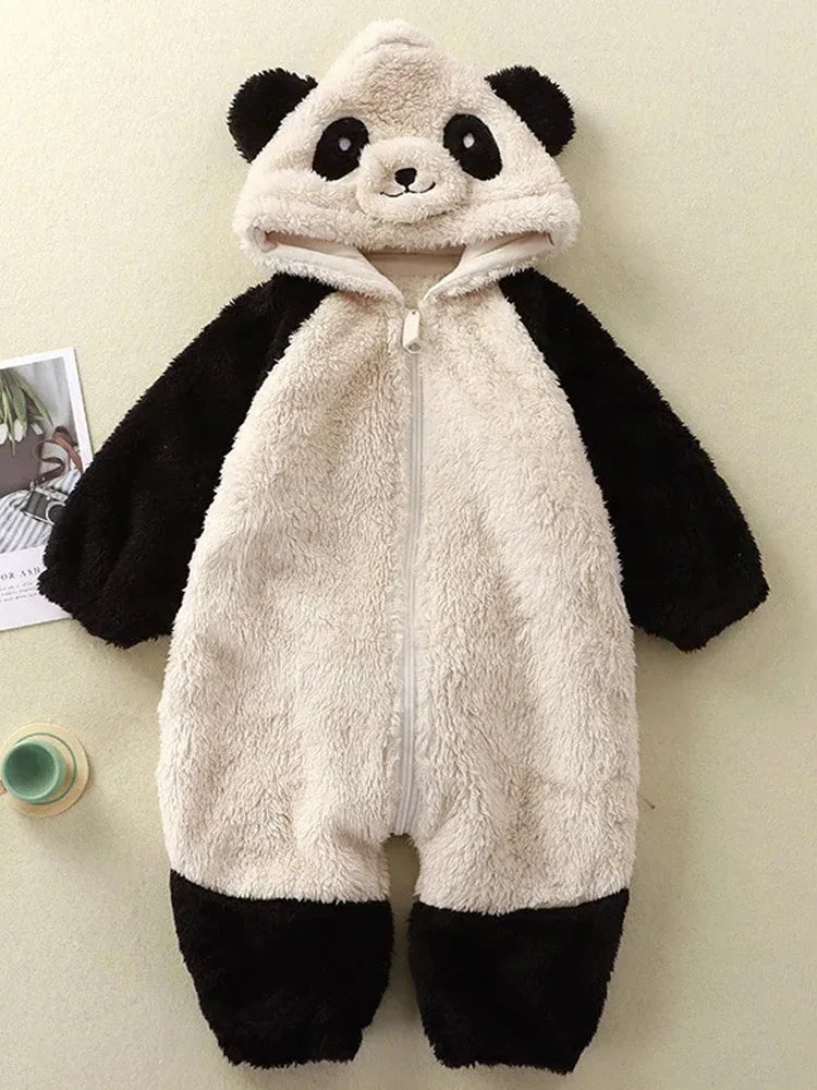 Newborn Panda Hooded Romper Jumpsuit Unisex Baby Clothes