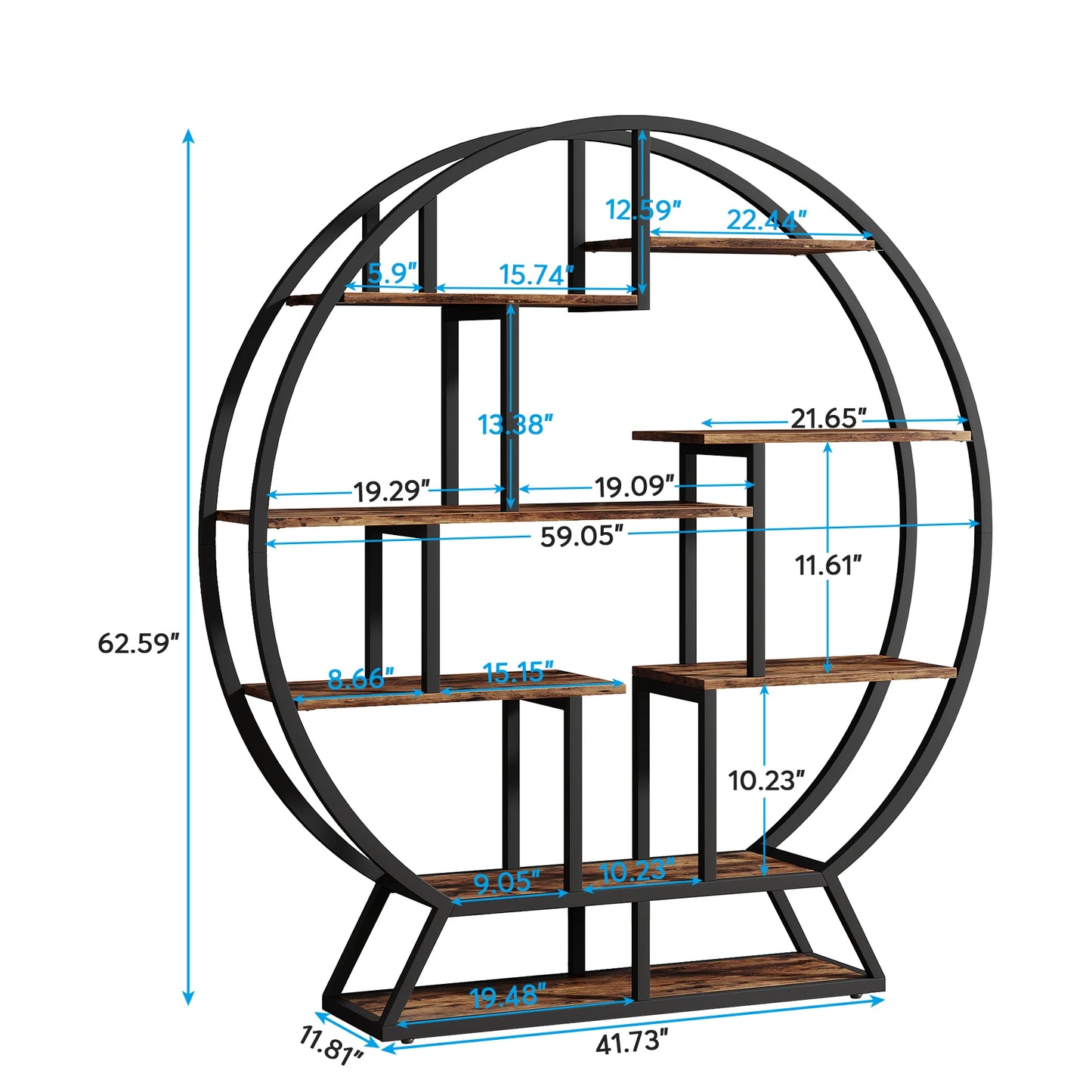 Tribesigns Round Etagere Bookcase With Staggered Shelves