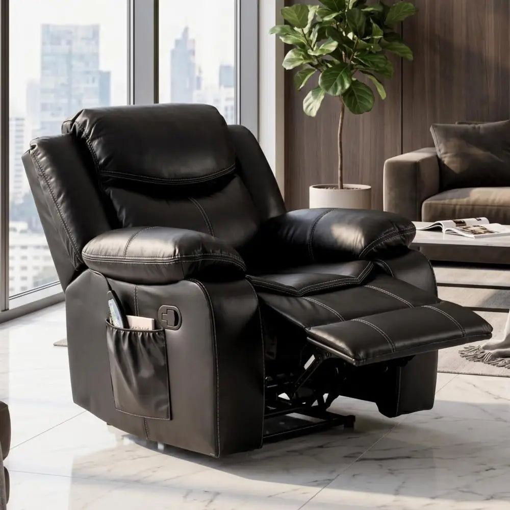 Faux Leather Massage Recliner With 8 Point Vibration And Heating