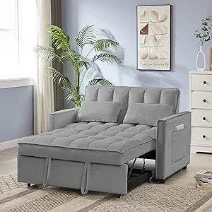 65 Inch Convertible Sleeper Sofa Bed with Chaise and USB Ports