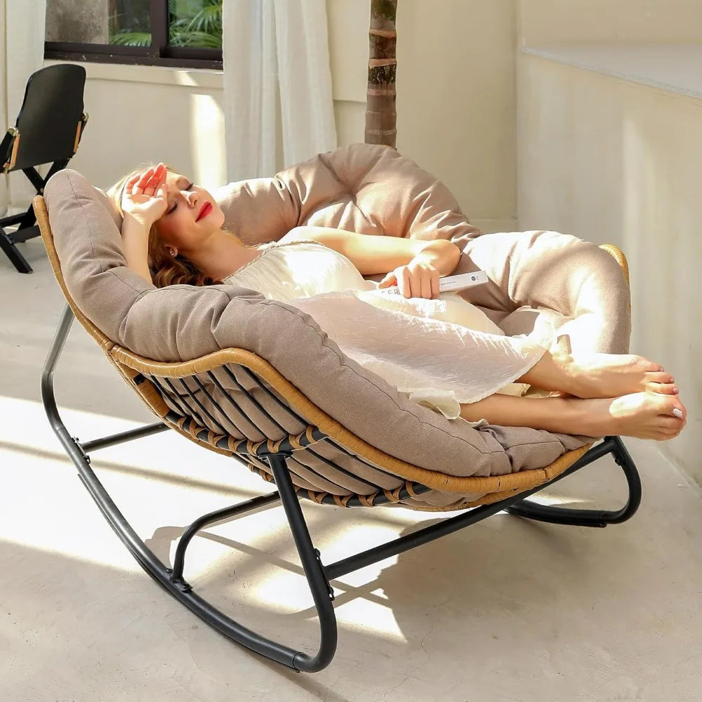 Outdoor Oversized Papasan Chair with Cushion for Relaxation