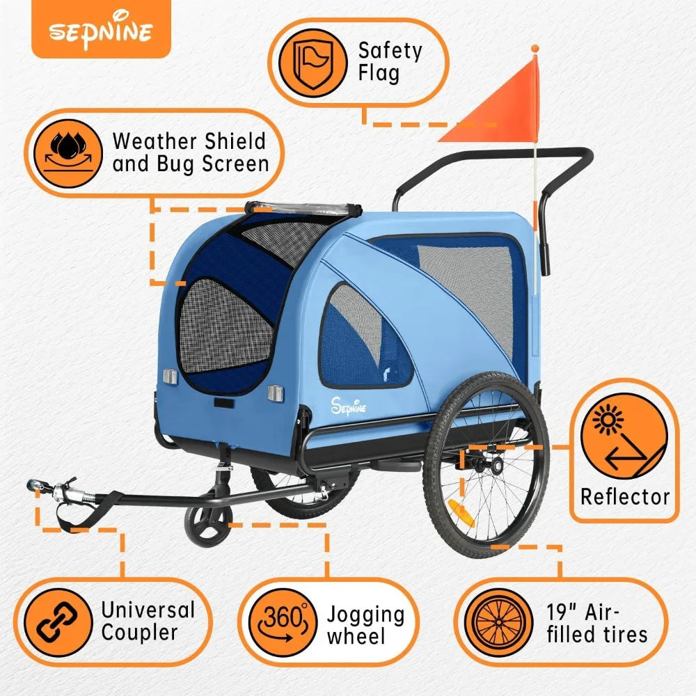 Dog Bike Trailer and Stroller for Pets Up to 88 Pounds