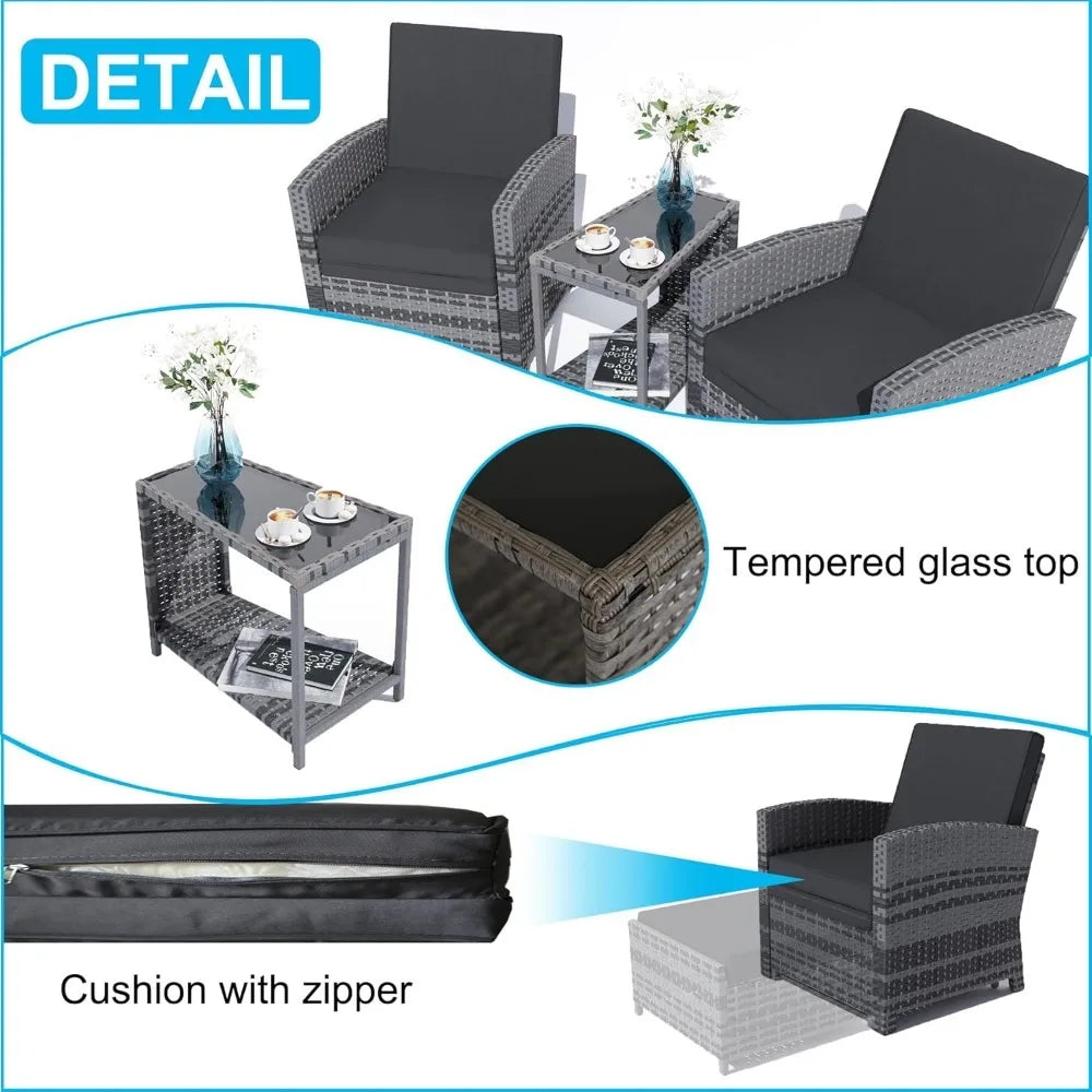 Five Piece Outdoor Patio Furniture Wicker Conversation Set