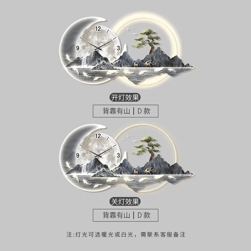 Fashion Luxury Wall Clock Chinese Style Nordic Decor Silent