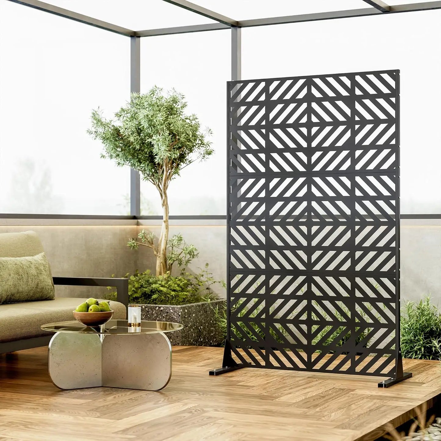 Outdoor Privacy Screen 72 Inch Modern Geometric Panels