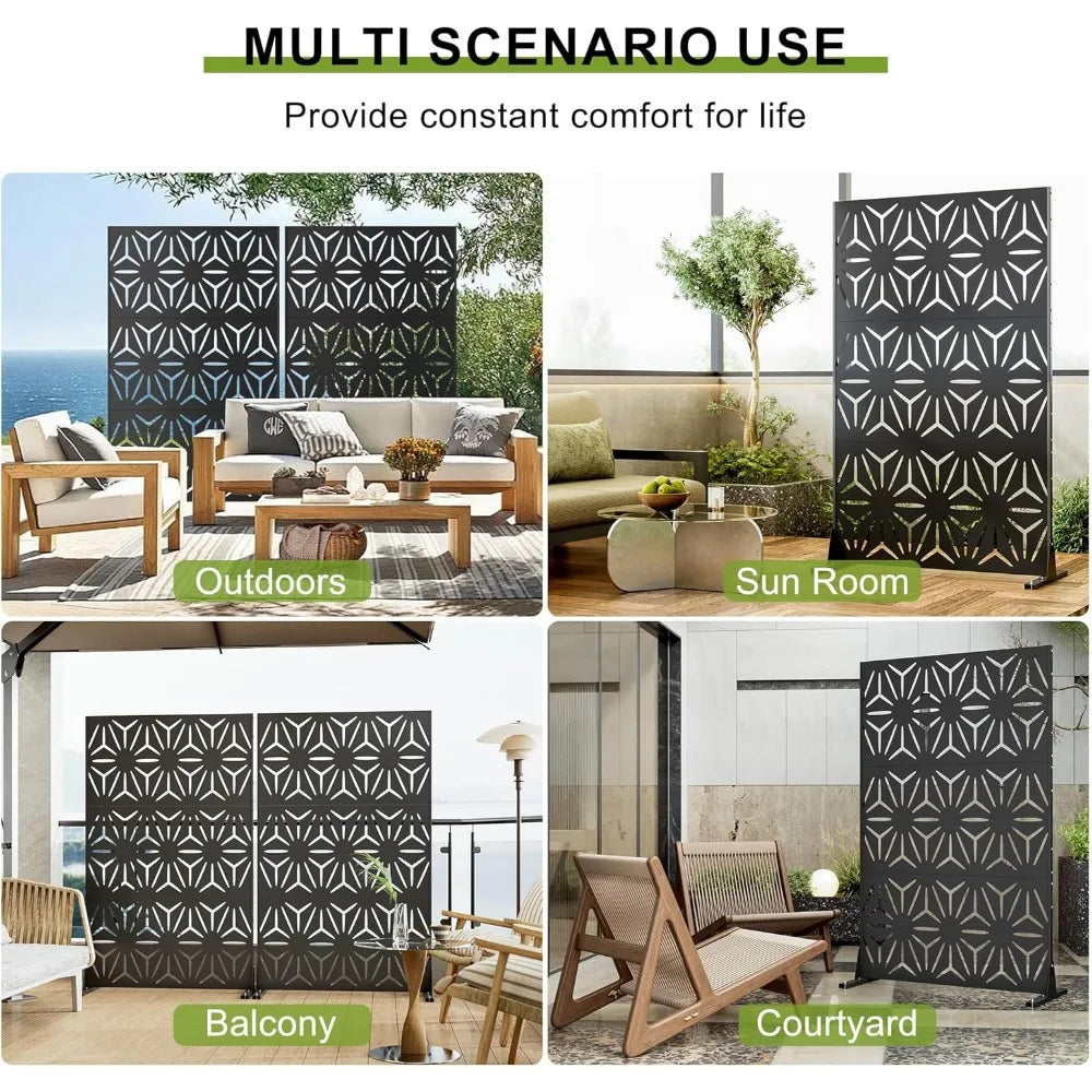 Outdoor Privacy Screen 72 Inch Modern Geometric Panels