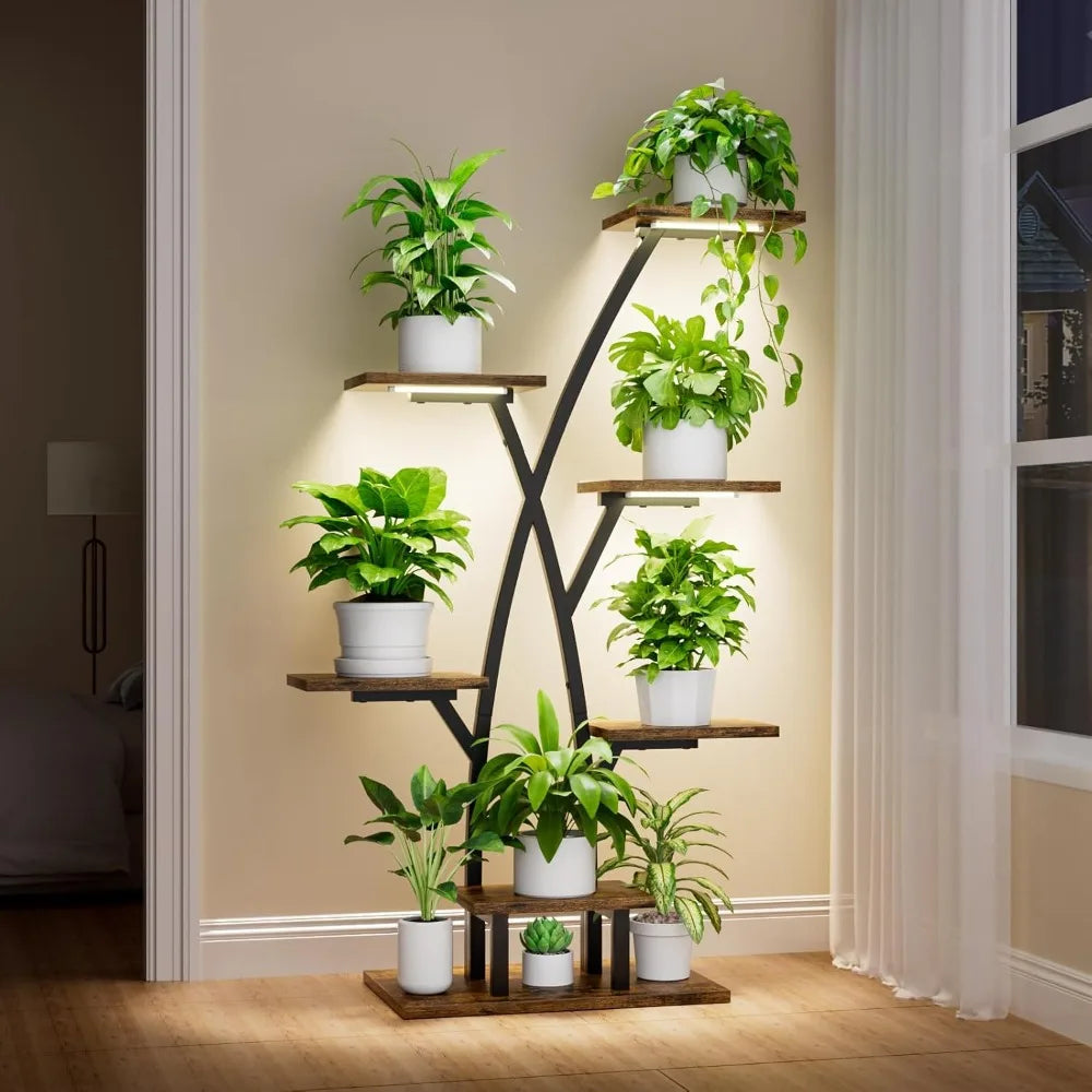 Plant Stand With Grow Lights Five Tier Corner Shelf Indoor Plants