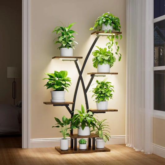 Plant Stand With Grow Lights Five Tier Corner Shelf Indoor Plants