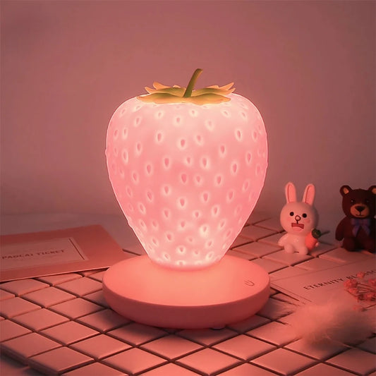 LED Strawberry Lamp Touch Sensor USB Rechargeable Dimmable Night Light