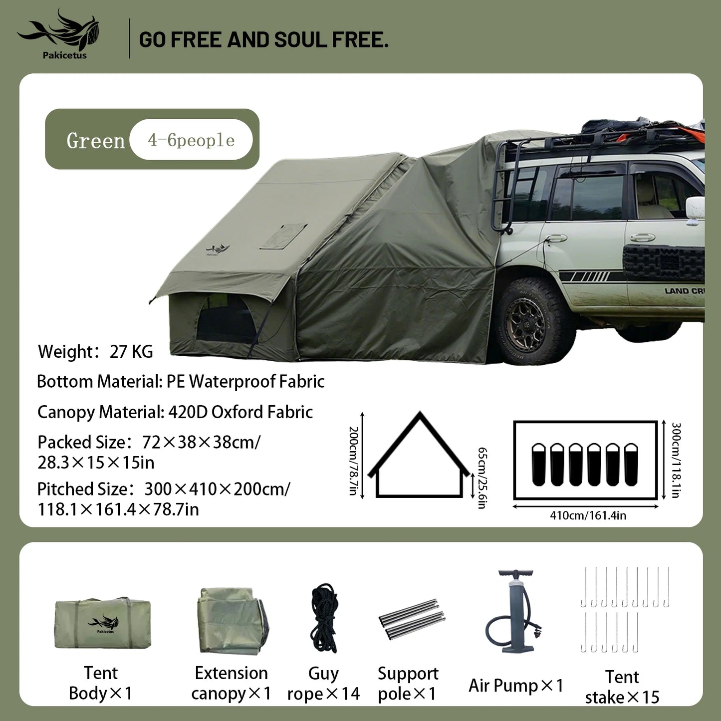 Pakicetus Inflatable Camping Tent With Skylight And Quick Air Flow
