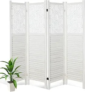 Babion 6 Panel Wood Room Divider Folding Privacy Screen