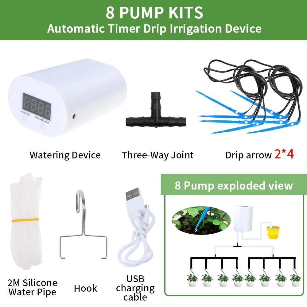 Automatic Plant Watering Pump Sprinkler Kit With Timer