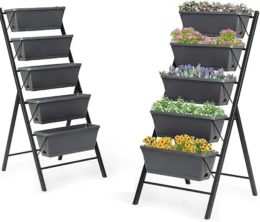 Giantex Vertical Raised Garden Bed on Wheels with 5 Containers