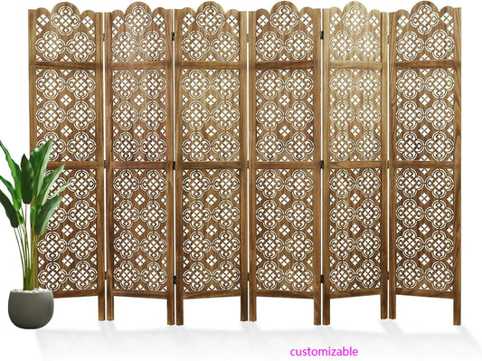 68.9Inch Folding Room Divider 6Panel Carved Privacy Screens