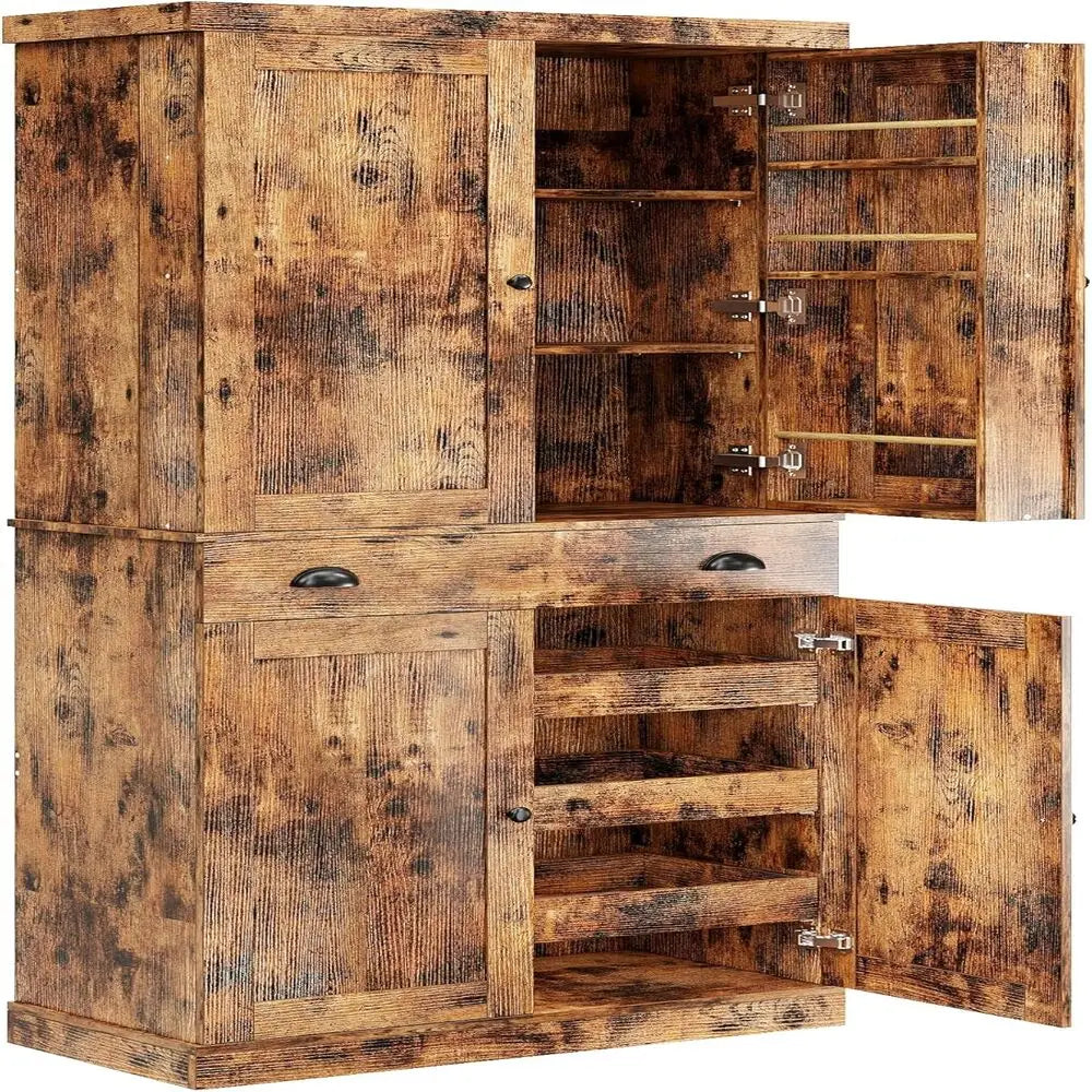 Ironck Freestanding Kitchen Pantry Cabinet With Drawer And Sliding Storage