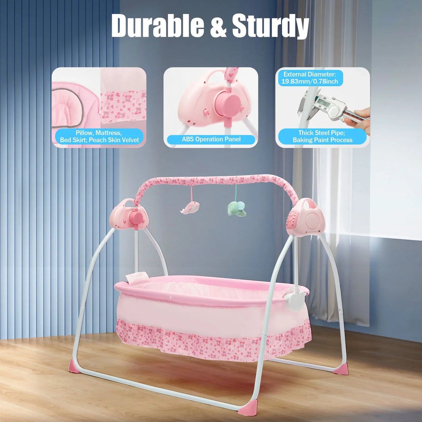 Baby Cradle Swing Bed With Auto Rocking Soothing Music