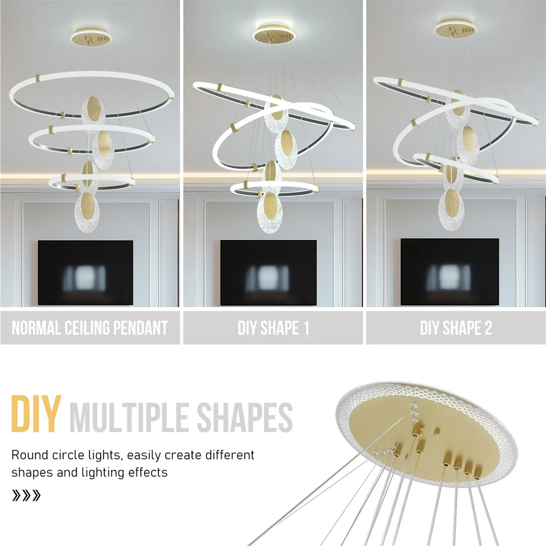 LUVODI 3 Layer LED Ceiling Chandelier Pendant Lamp Fixture