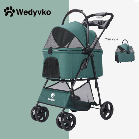 Wedyvko One-Click Folding Pet Stroller for Small Dogs
