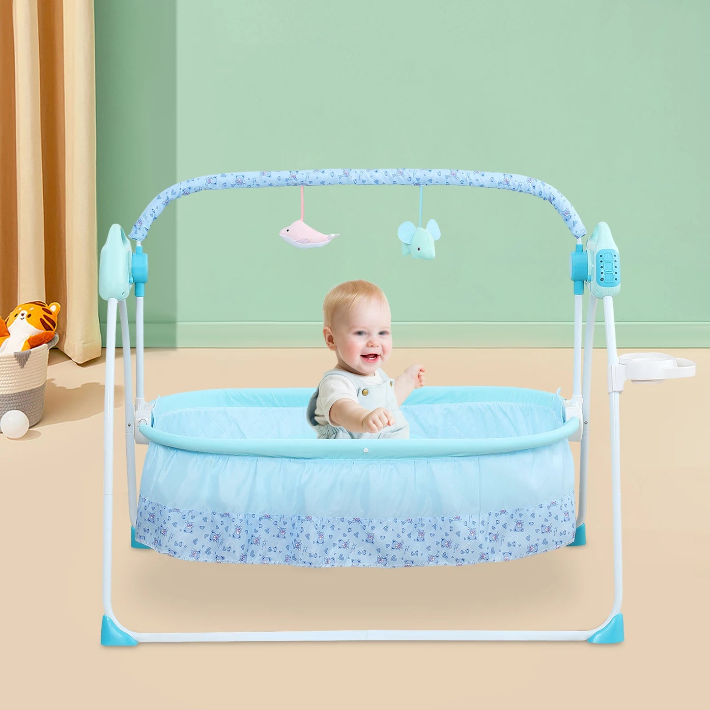 Electric Baby Crib Cradle Rocker Swing Bed For Infants