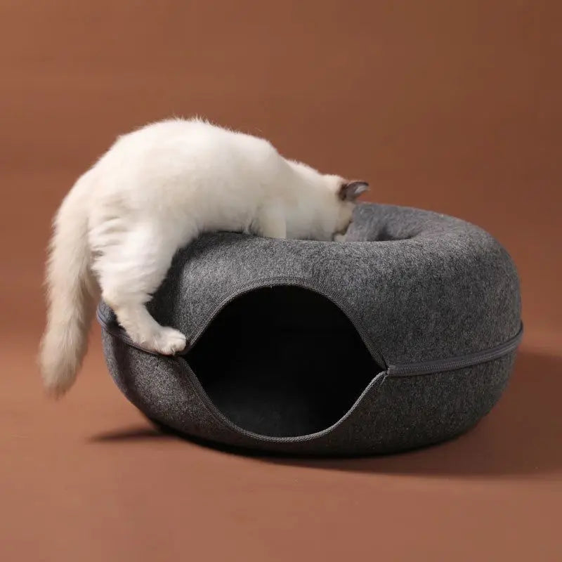 Interactive Donut Cat Bed Tunnel Indoor Pet House
