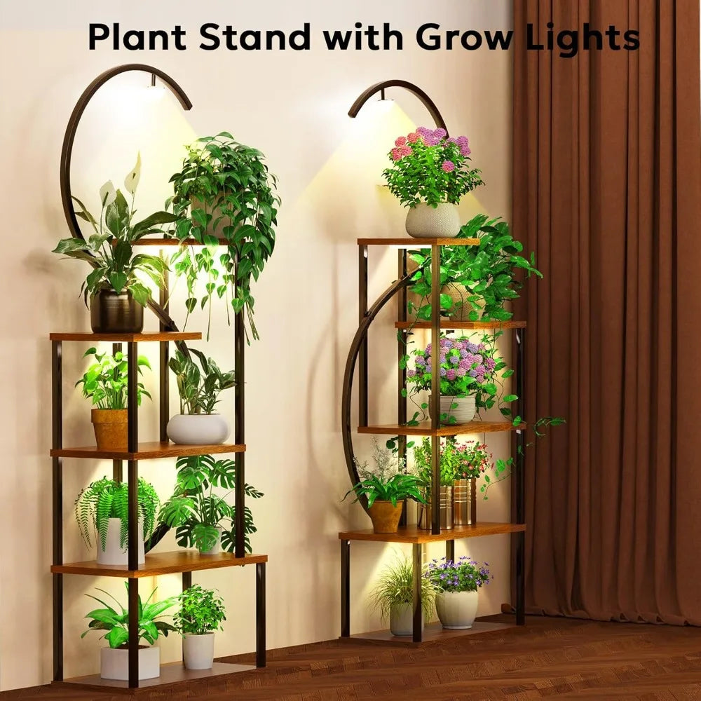 Tall Indoor Plant Stand With Grow Lights 67 Inch Shelf