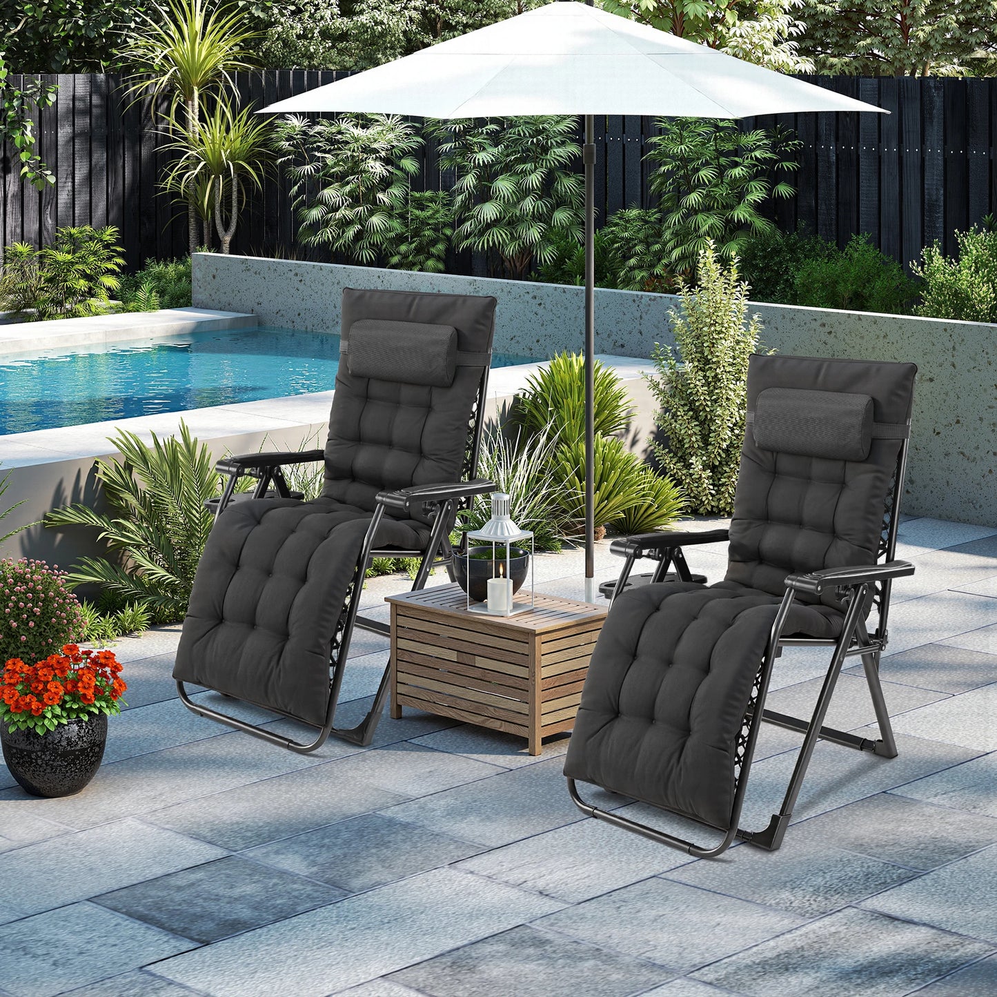 Jhk Zero Gravity Folding Patio Lounge Chair With Cup Holder