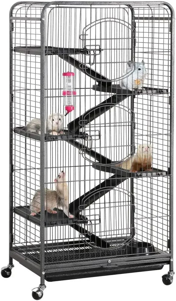 52 Inch Ferret Cage With 6 Levels On Wheels Metal Enclosure
