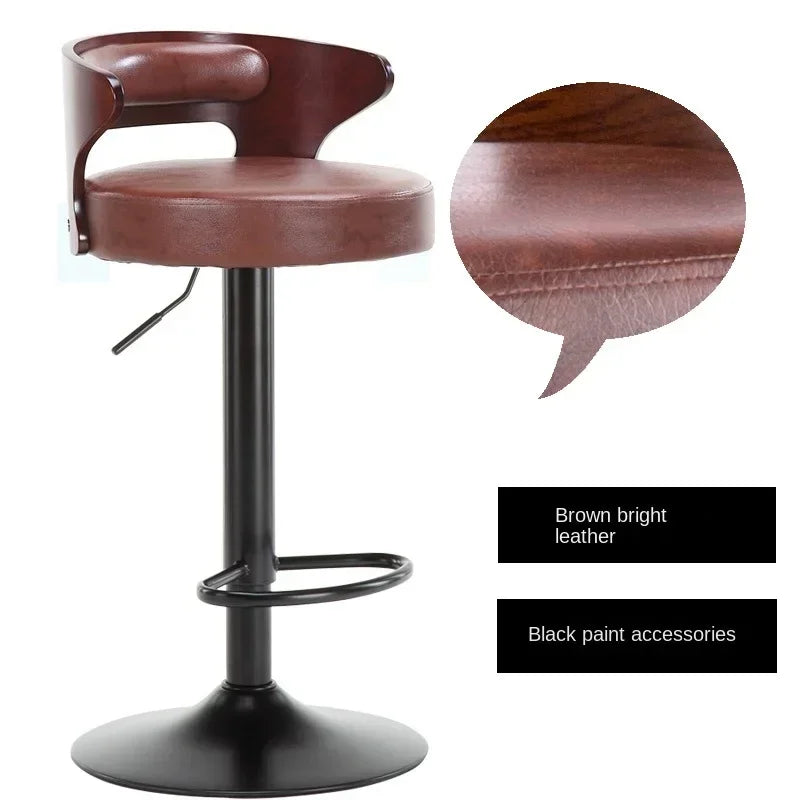 Modern Front Desk High Chair Solid Wood Bar Stool Swivel