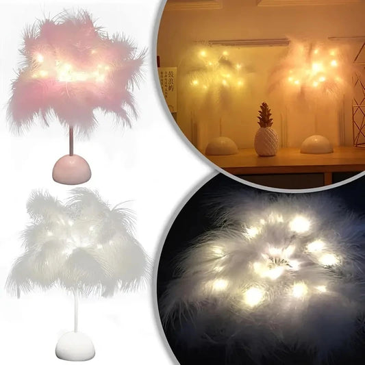 Feather LED Table Lamp For Kids Battery Powered Night Light