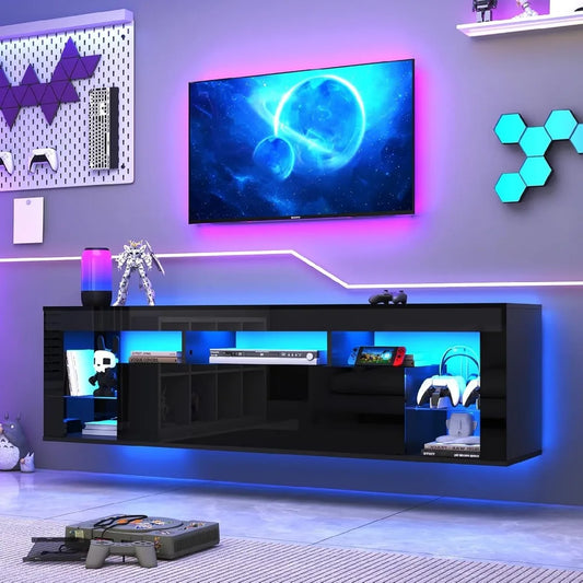63 Inch Floating High Gloss LED TV Stand for 75 Inch TVs