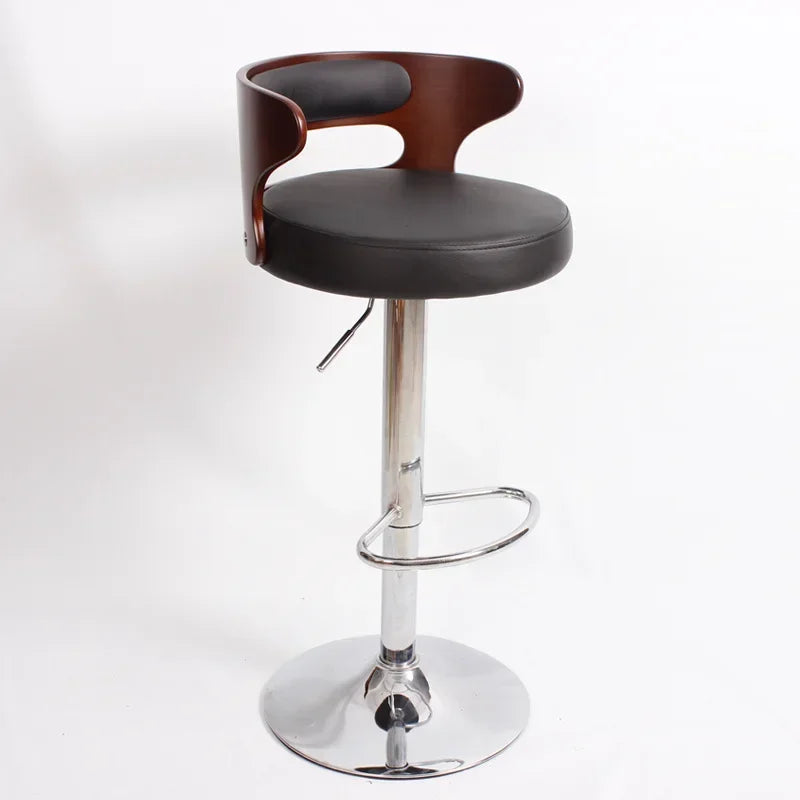 Modern Front Desk High Chair Solid Wood Bar Stool Swivel