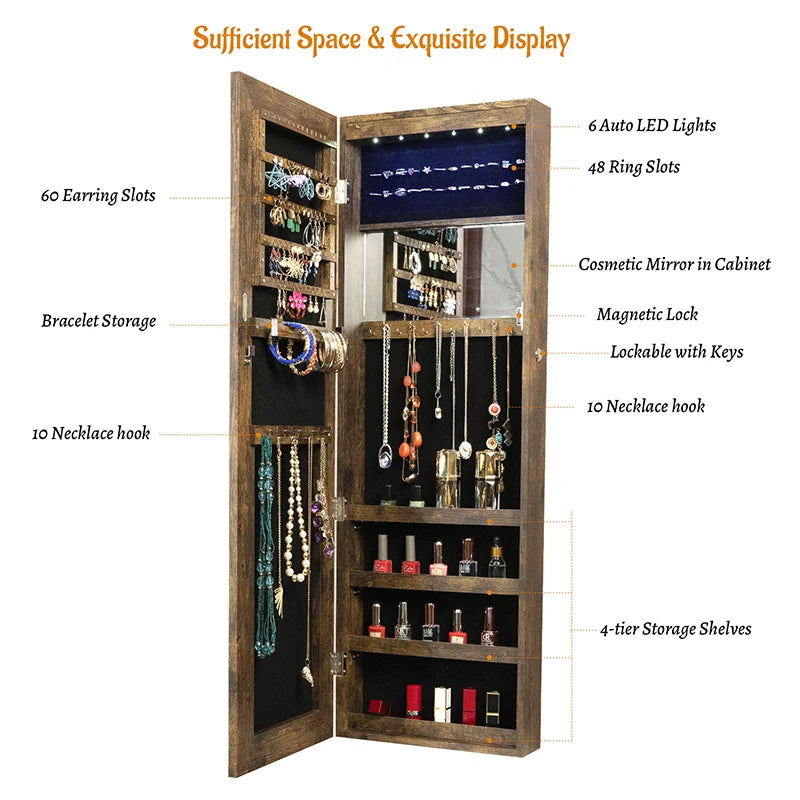 Jewelry Organizer With LED Lights Full Length Mirror
