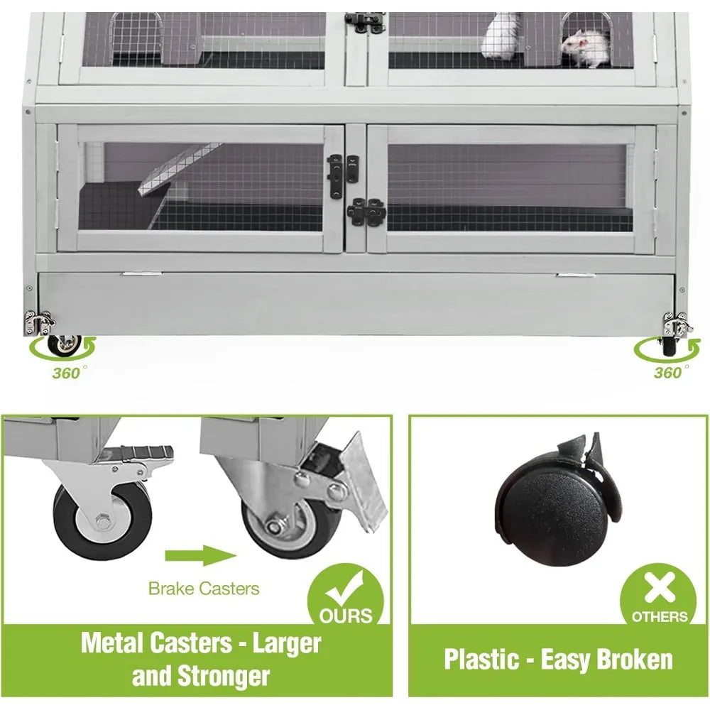 Two Story Guinea Pig Cage With Anti Chewing Toy And Hideout