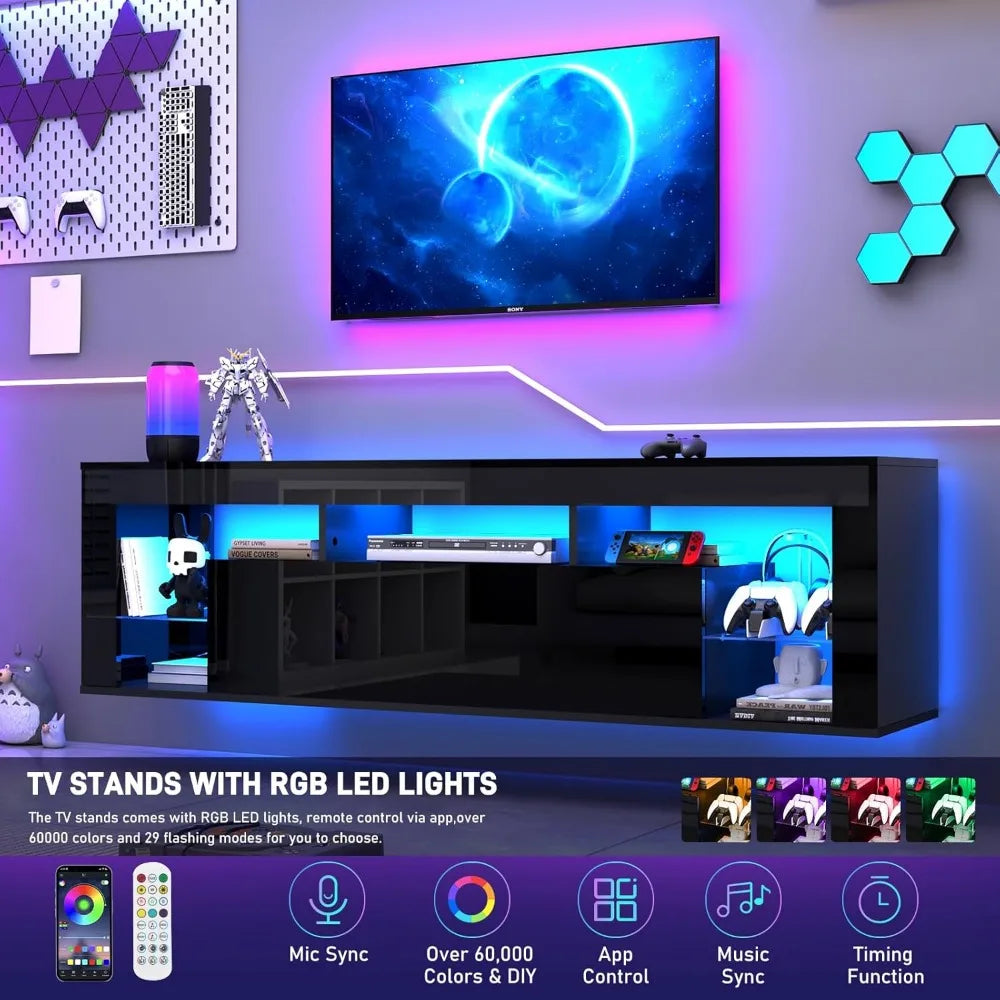 63 Inch Floating High Gloss LED TV Stand for 75 Inch TVs