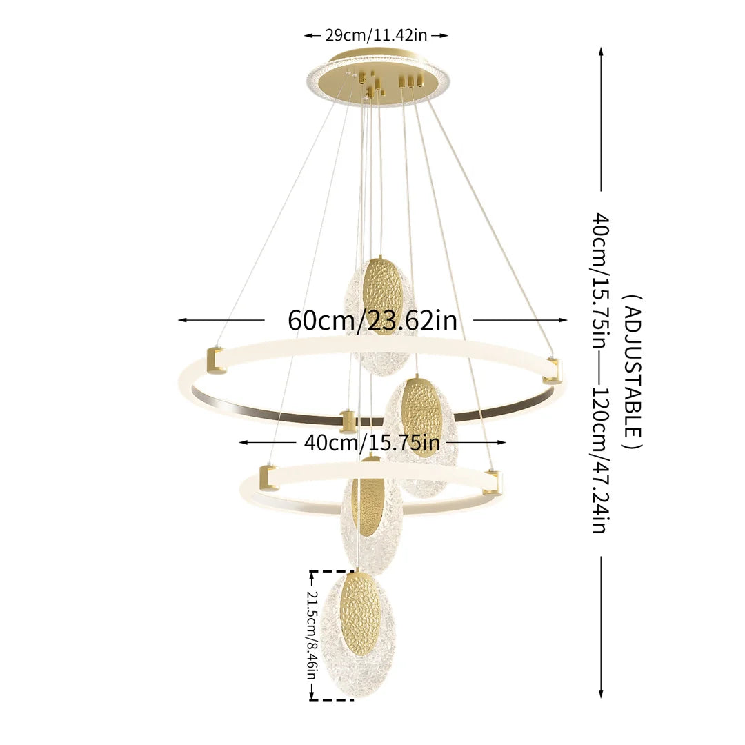 LUVODI 3 Layer LED Ceiling Chandelier Pendant Lamp Fixture
