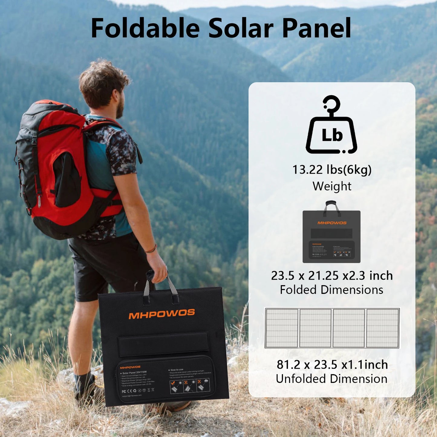 MHPOWOS 220W Foldable Solar Panel Kit For Jackery Bluetti EcoFlow Power Stations