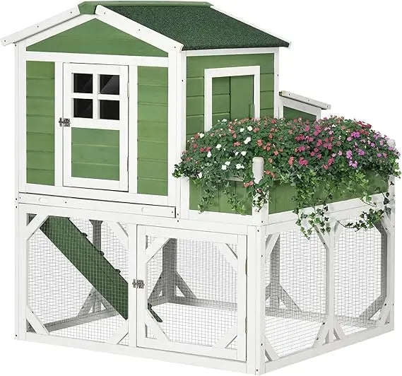 49 Inch Small Chicken Coop with Garden Space for 2-4 Birds