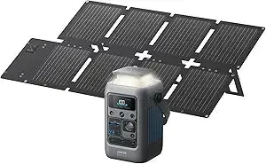 SOLIX C300 DC Power Bank Station and 60W Solar Panel, 288Wh Portable Power Station, LiFePO4 Battery, 300W Solar Generator