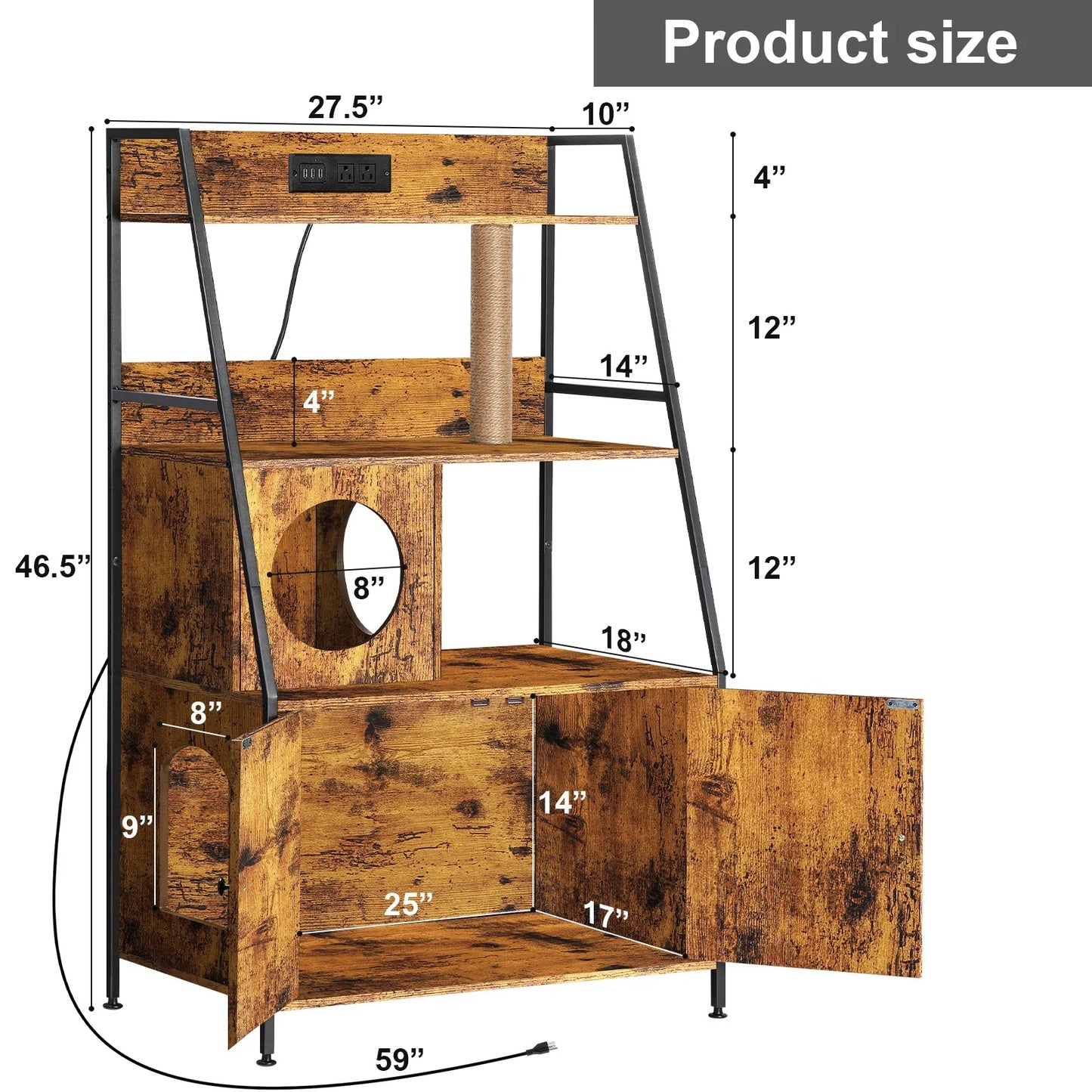Cat Litter Box Enclosure with Storage and Cat Tree