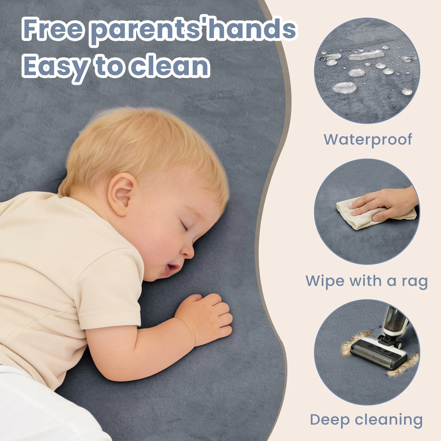 Huloo SleepCN Baby Play Mat For Tummy Time Non Slip Memory Foam