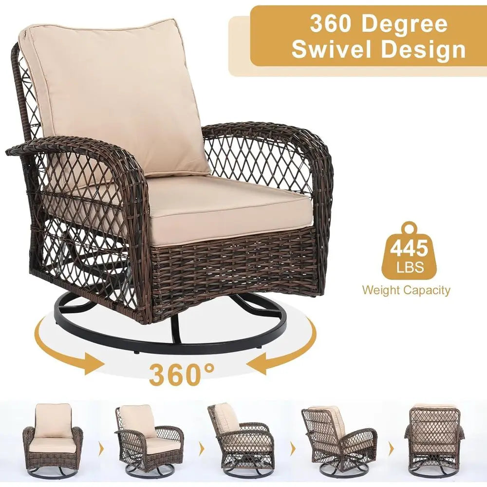 Outdoor Patio Furniture Set With Swivel Chairs And Bistro Table