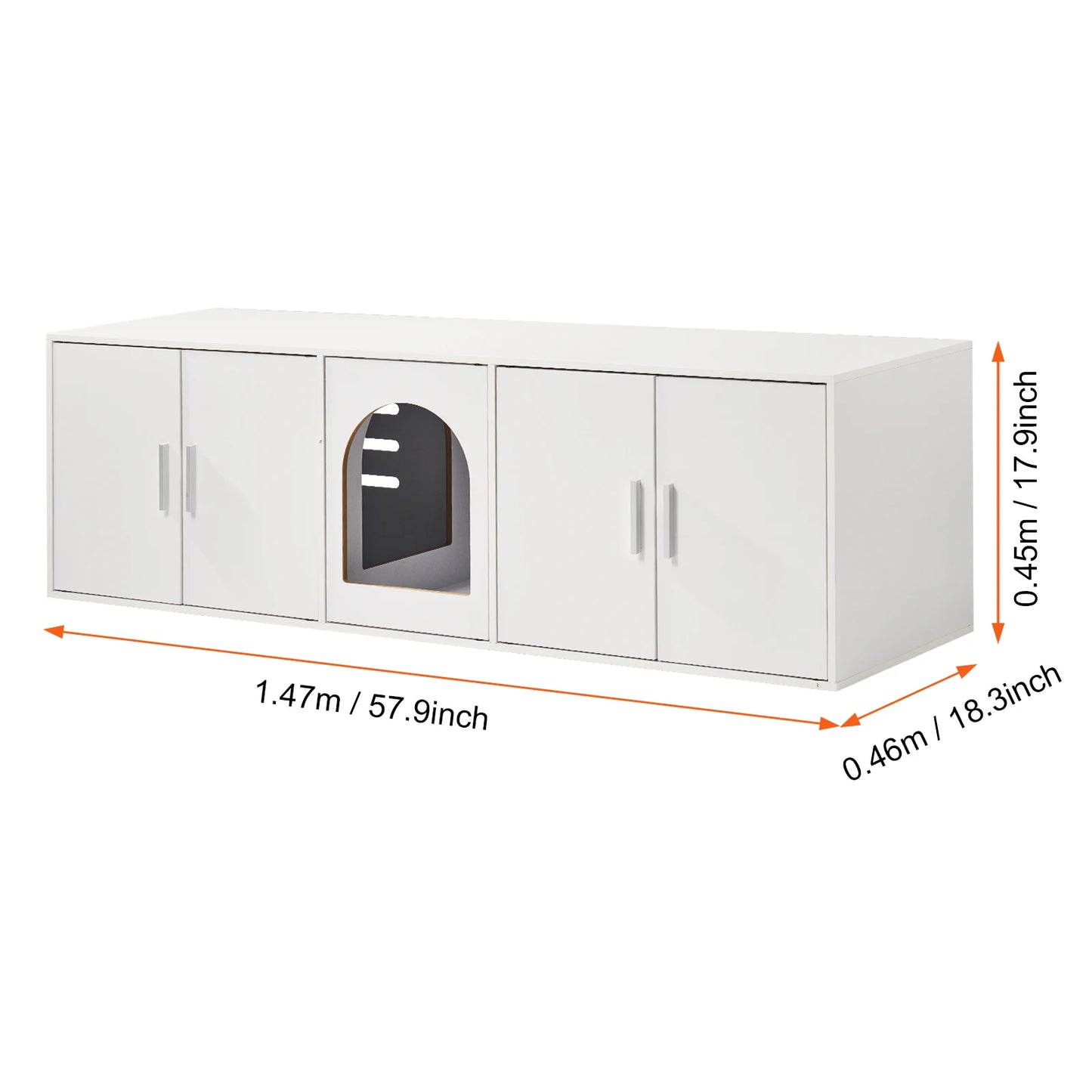 SucceBuy White Cat Litter Box Enclosure for Two Cats
