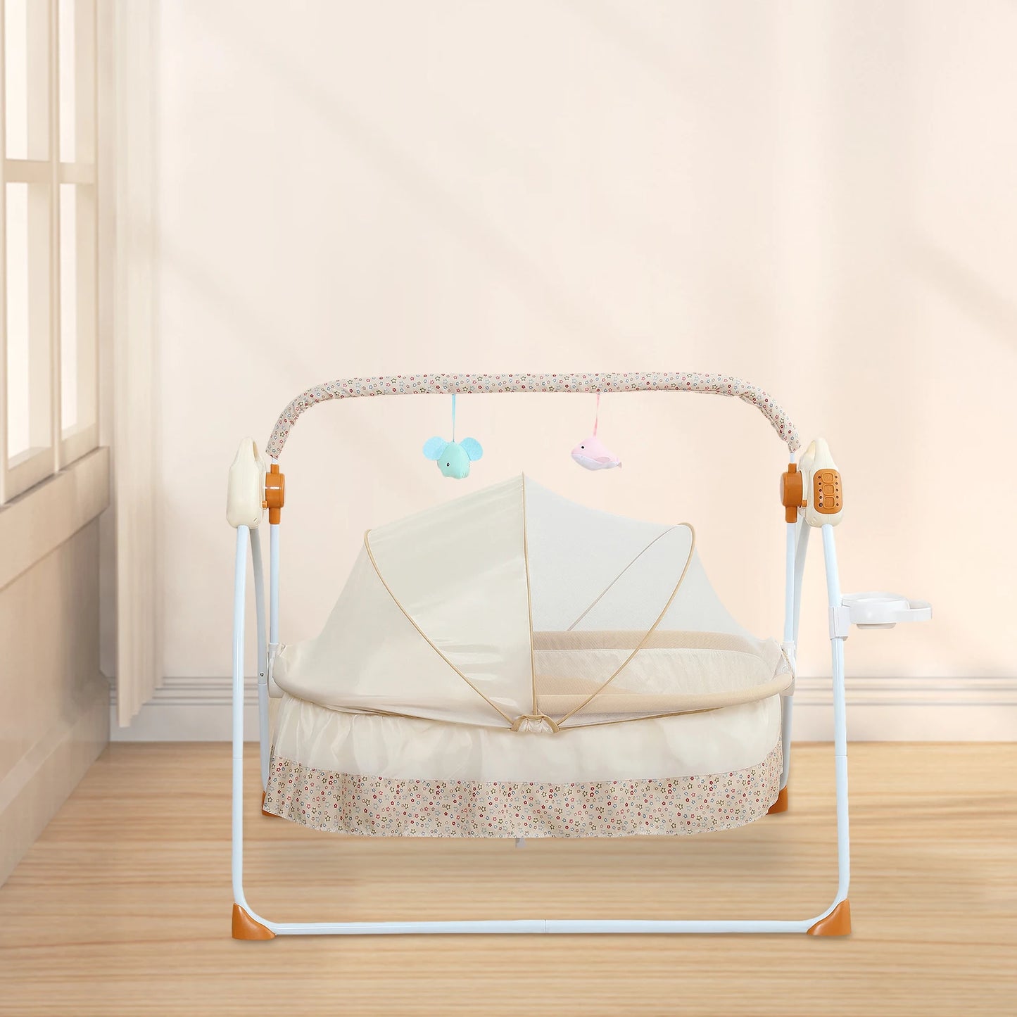 Electric Foldable Baby Cradle With Music Dual Control Swing