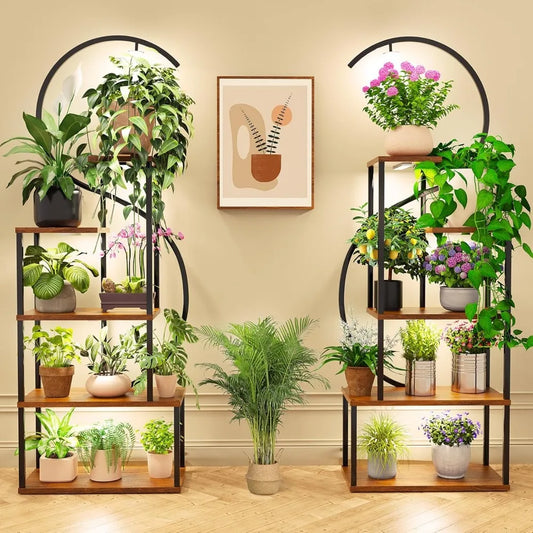 Tall Indoor Plant Stand With Grow Lights 67 Inch Shelf