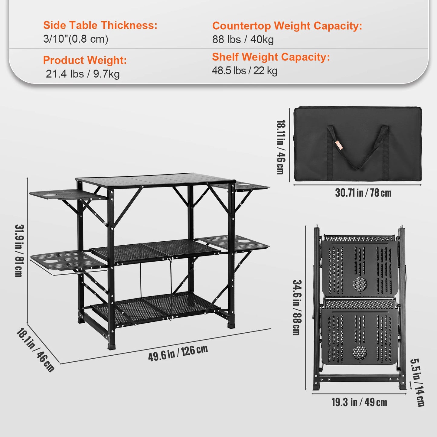 SucceBuy Camping Kitchen Table Foldable Portable Cook Station