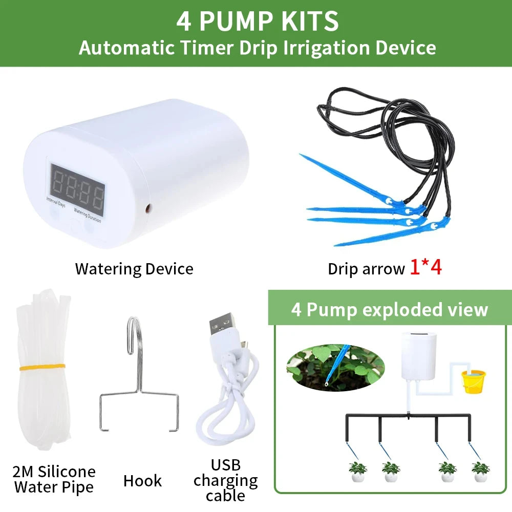 Automatic Plant Watering Pump Sprinkler Kit With Timer