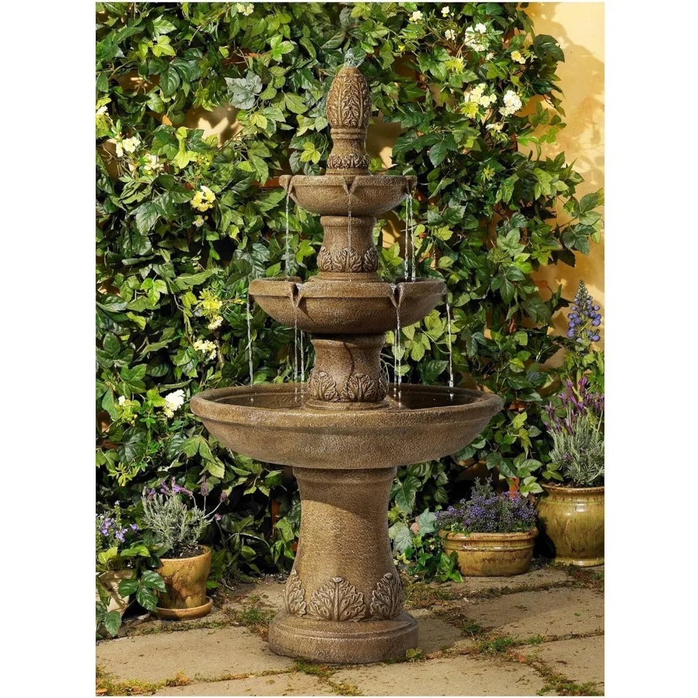 Domanico Italian Outdoor 3 Tier Bubbler Fountain 57 Inch