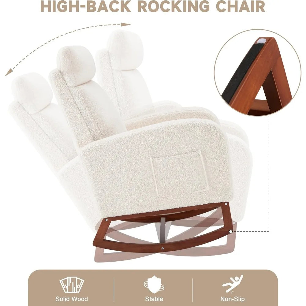 RBXC Rocking Chair Nursery Glider With High Back For Baby